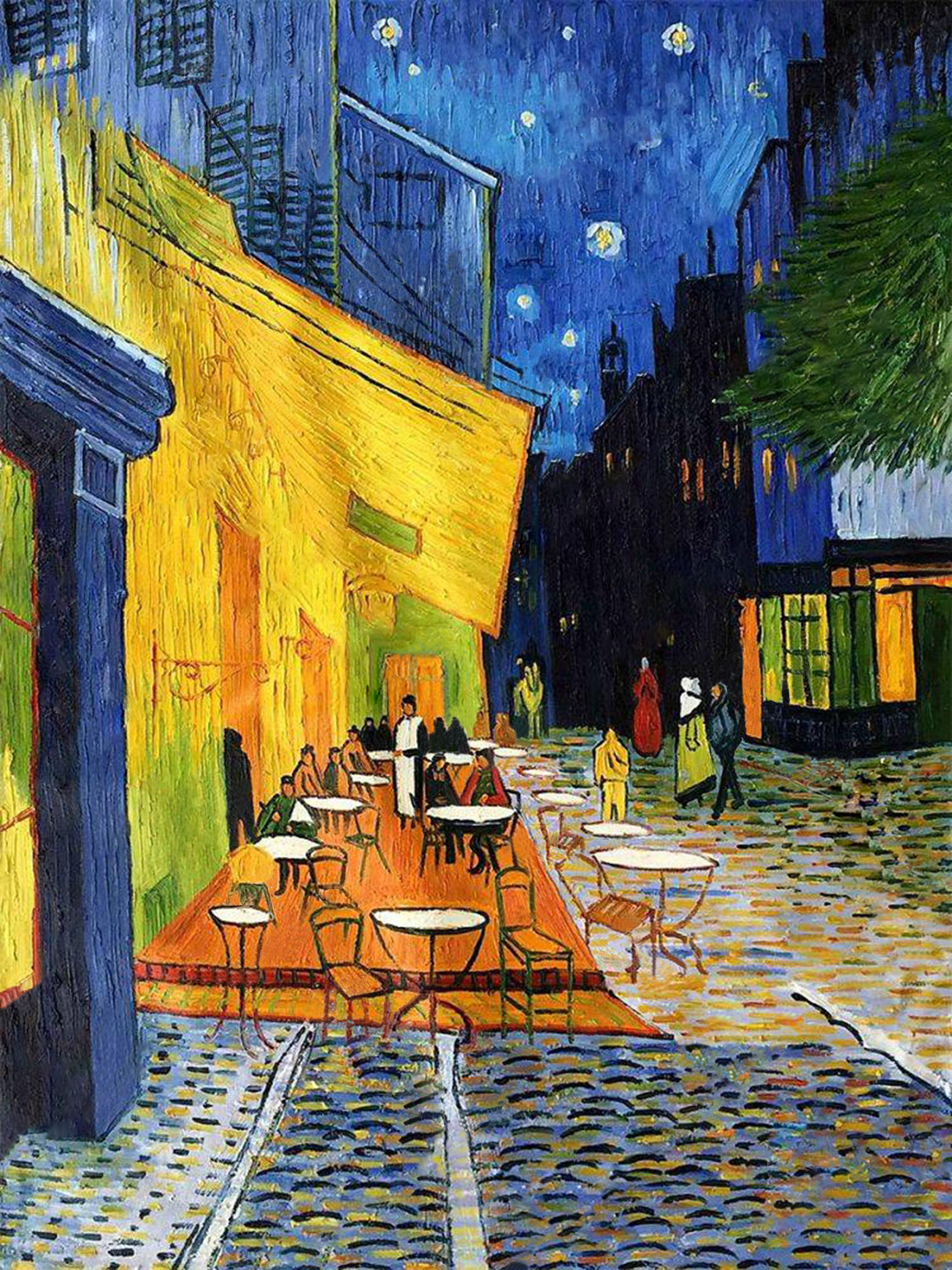 Caf Terrace at Night 40*50CM(Canvas) Full Square Drill Diamond Painting gbfke