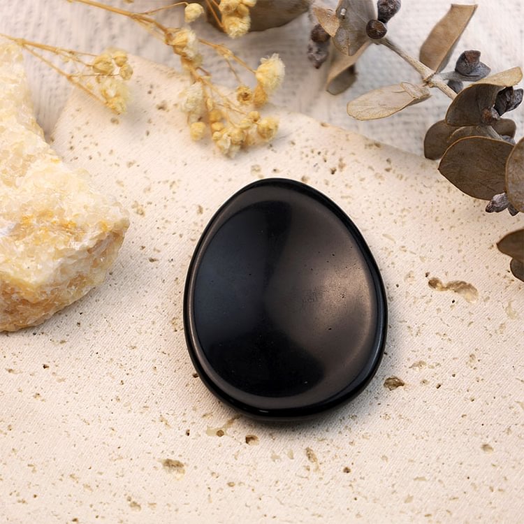 Black Onyx Egg Thumb Worry Stone