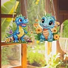 2Pcs Diamond Painting Dinosaur Diamond Art Pendant Wall Decor