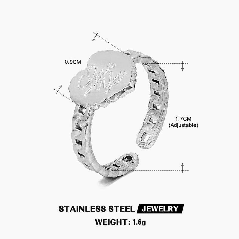 304 Stainless Steel 18K Gold Plated IG Style Plating Heart Shape Open Ring