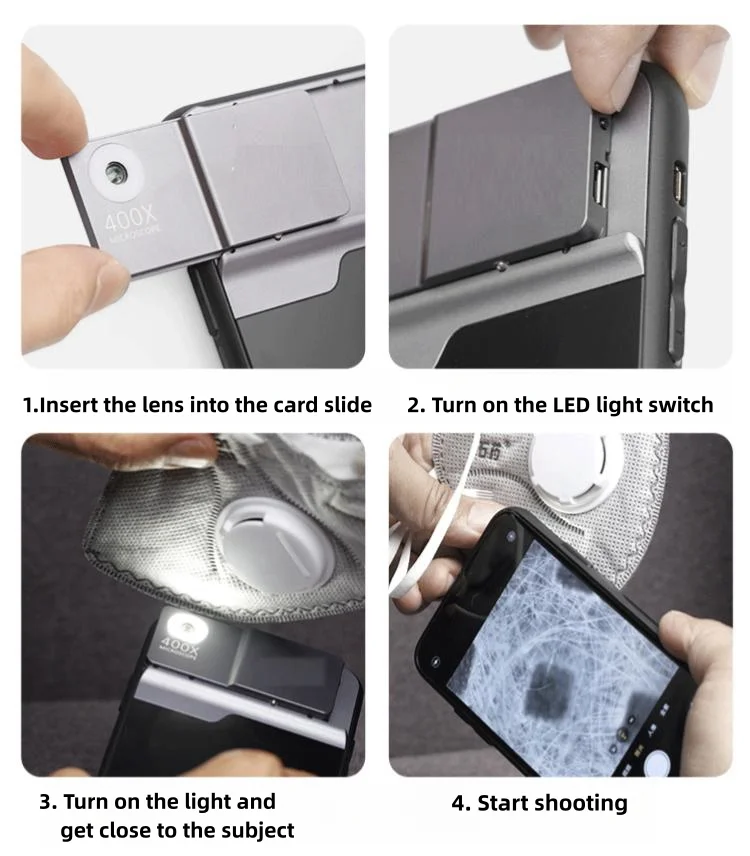 Suitable for iPhone12/13/14 mobile phone microscope lens 400X high-definition small mini micro microscope