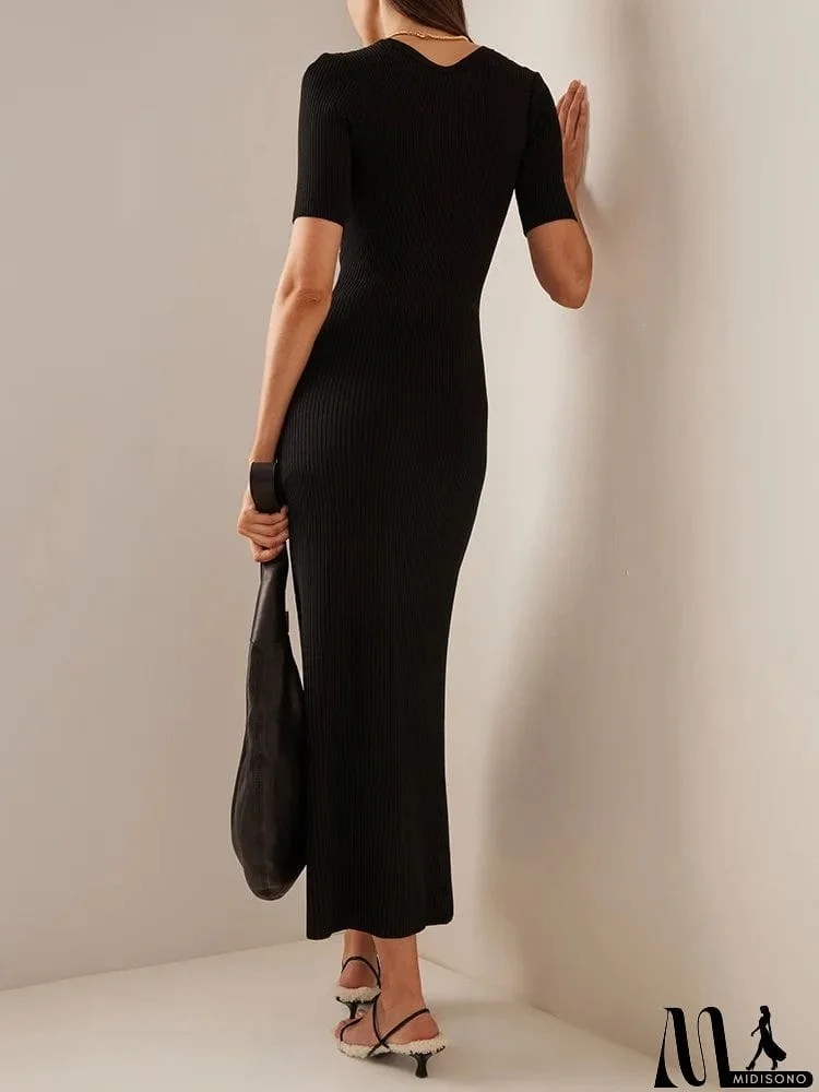 MidiSono - Bohemia Wrap Short Sleeves Hollow Round-Neck Maxi Dresses