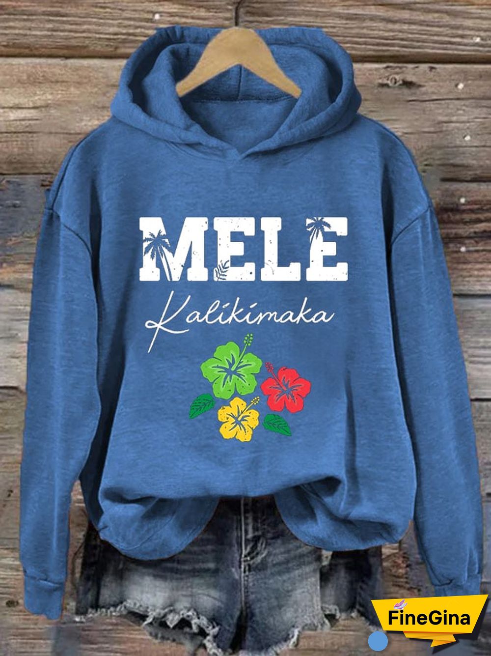 Women's Hawaiian Christmas Mele Kalikimaka Hibiscus Palm Tree Hoodie