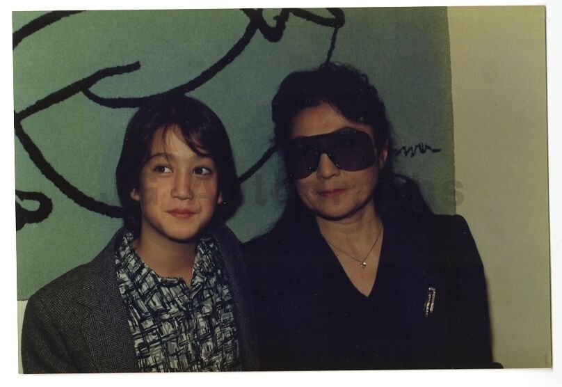 Yoko Ono & Sean Lennon Vintage Original Candid Snapshot Photo Poster painting by Peter Warrack