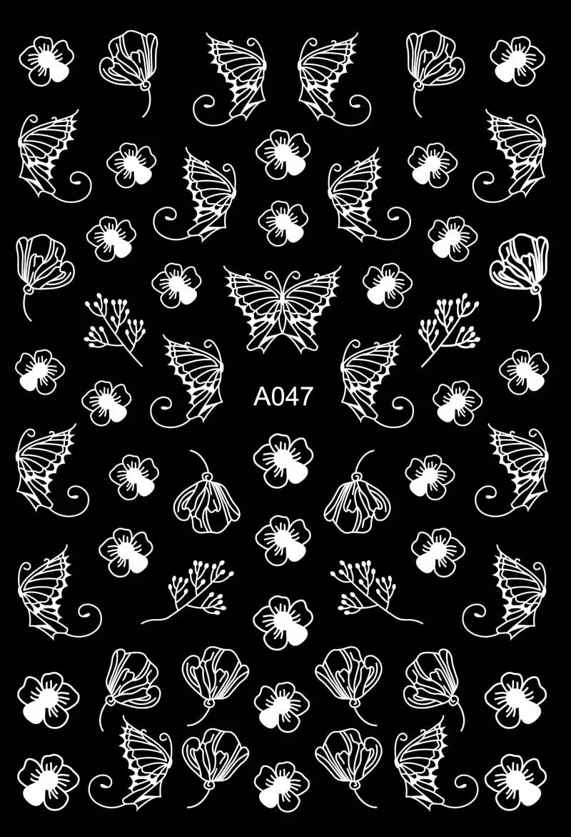 Black Wave Gold Stars White Line Nail Art Stickers Designs Manicure Sticker Back Glue Accessories for Nail Art Decoration Decals