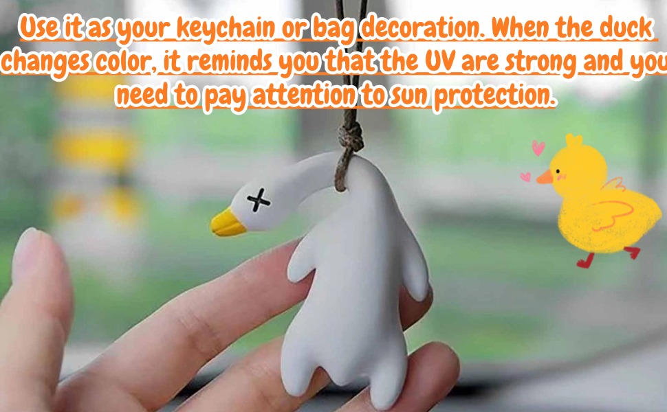 2025 Cute Swing Duck Car Interior Accessories Fun Mirror Hanging Ornament Rearview Hanger Dangle