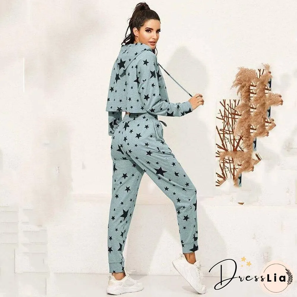 Autumn Print Sweat Suits Women Piece Sets Women Outfits Pants Set Tracksuits Casual Two