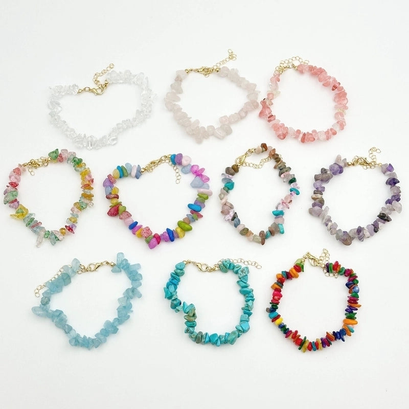 Vacation Bohemian Geometric Natural Stone Turquoise Bracelets In Bulk