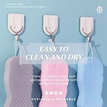 Exfoliating sponge hanging to dry