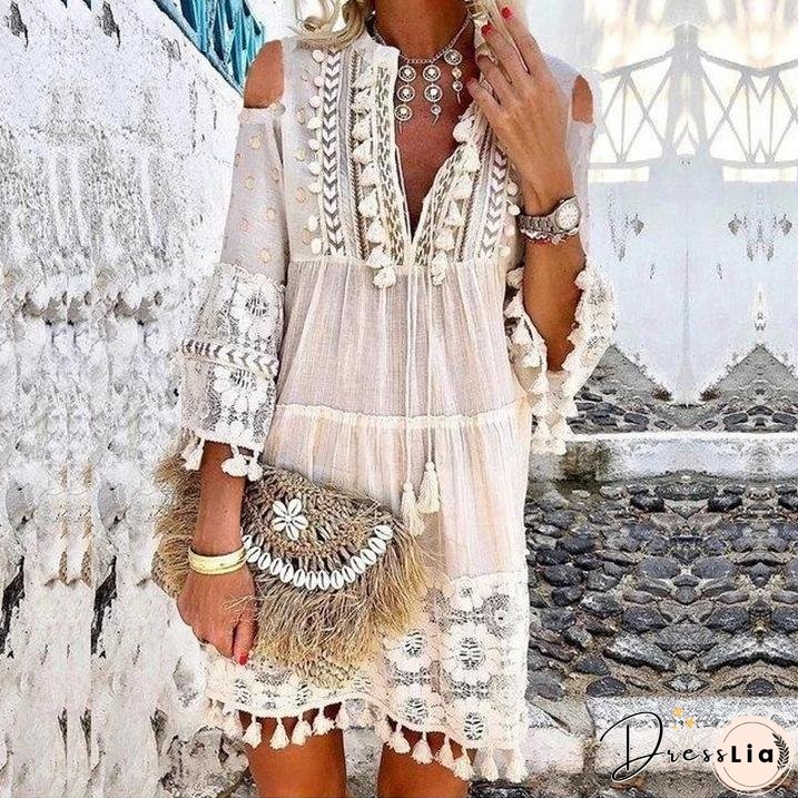 Spring and Summer New 7 Colors Boho Dress Ladies Fashion Sweet Lady Dress Plus Size S-5XL