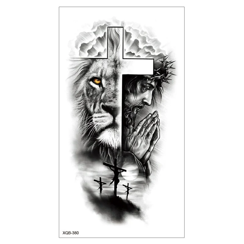Lion King Waterproof Temporary Tattoo Stickers Body Art Fake Tatoo Animal Realistic Tribal Tiger Arm Sleeve transferable tattoo