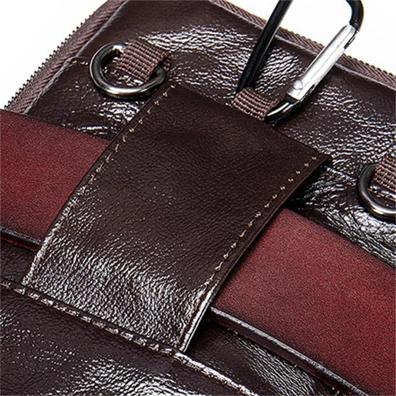 Men's Retro Crossbody Bag Leather Casual Mini Belt Bag