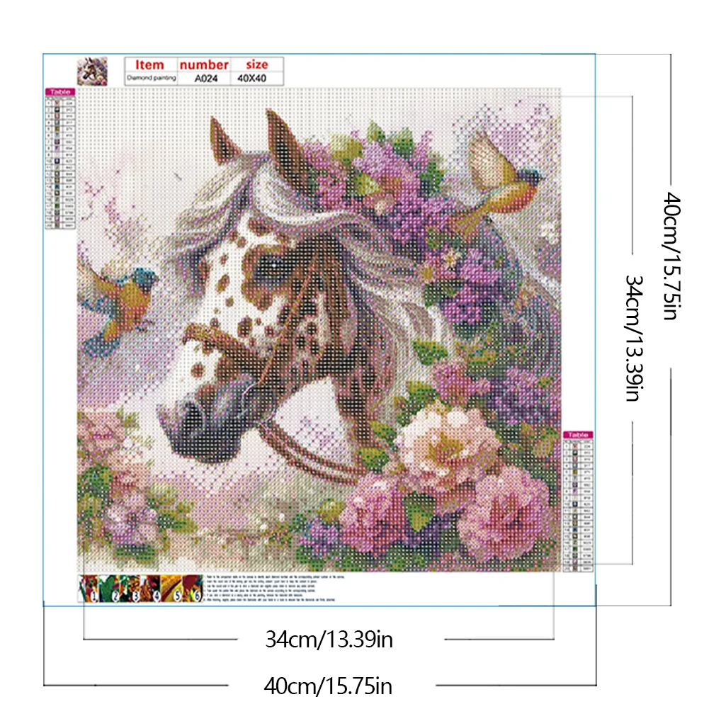 Diamond Painting - Full Round Drill - Flower Horse(Canvas|40*40cm)