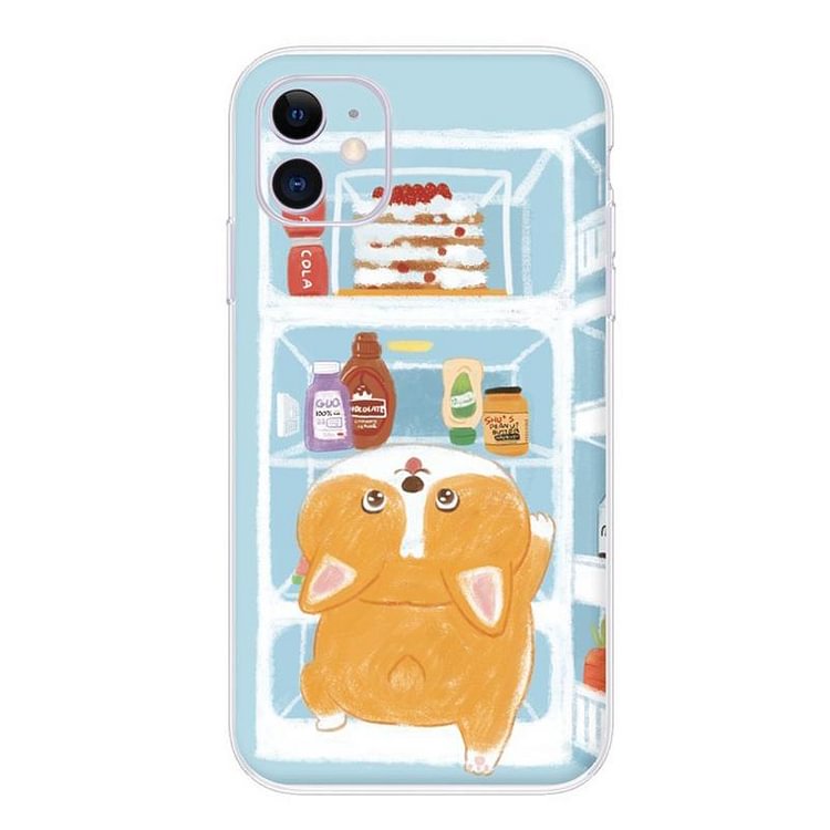 Cartoon Food Cat Dog Print Silicone Phone Case - Modakawa Modakawa
