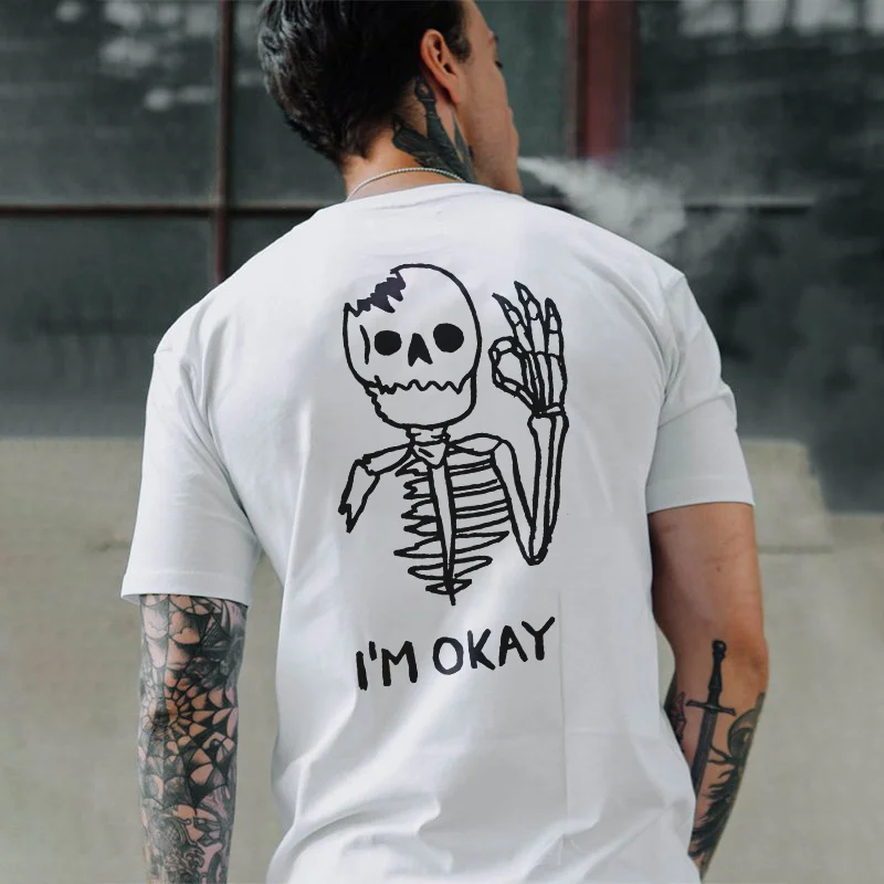 I‘m OK Skull Printed T-shirt -  
