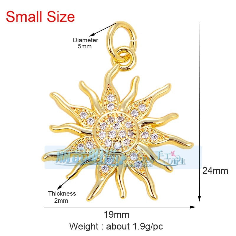 1 Piece 15 * 21mm 18 * 23mm 9*16mm Copper Zircon Sun Star Lightning Pendant Jewelry Accessories