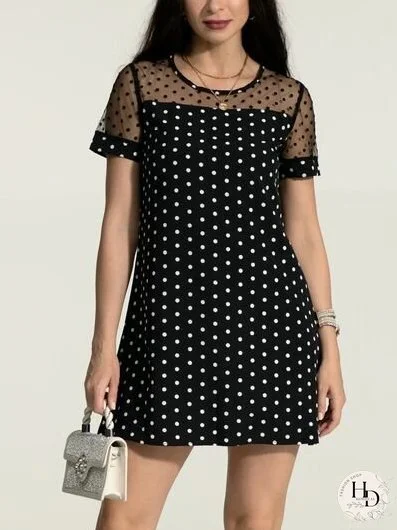 Polka Dot Short Sleeve Mini Dress