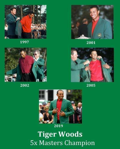 TIGER WOODS Masters Collage of Wins Golf Glossy 8 x 10 Photo Poster painting Poster