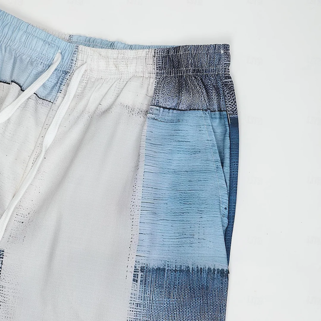 Plaid Colorblocked Men's Vacation Casual Pants