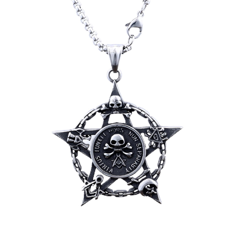 Hip-Hop Vintage Style Hexagram Skull 304 Stainless Steel Halloween Unisex