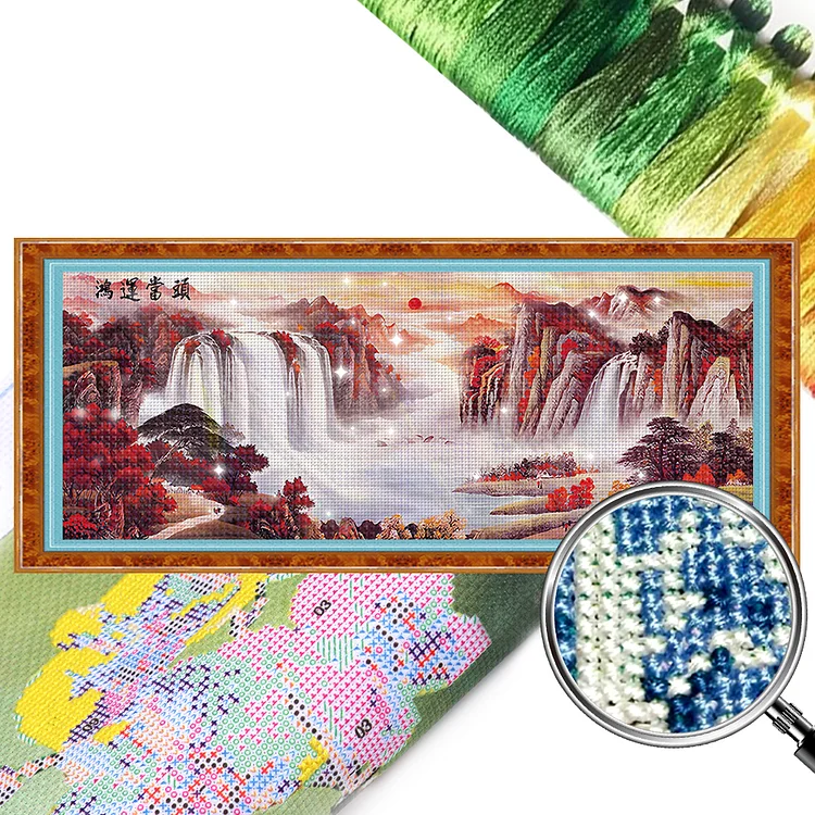 【Mona Lisa-Silk】A Thousand Miles Of Rivers And Mountains (150*61cm) 11CT Stamped Cross Stitch gbfke