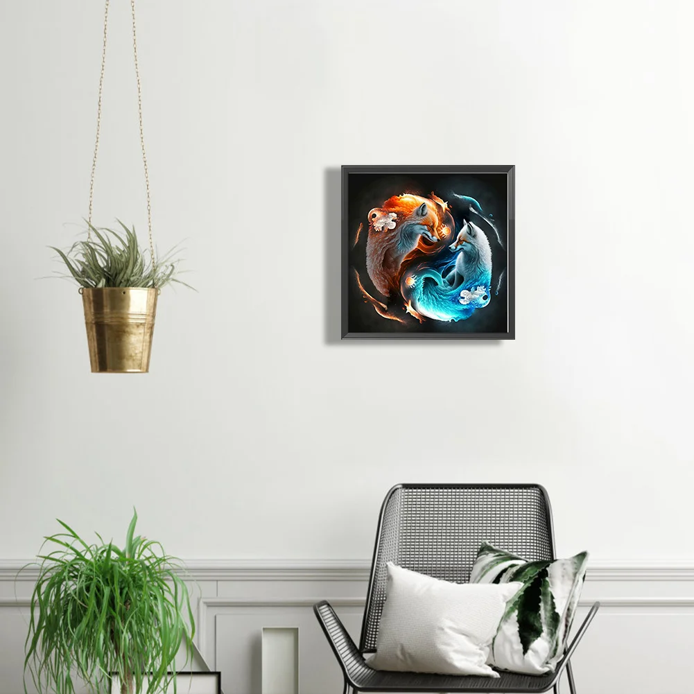 5D DIY Full Square Drill Diamond Painting Kit Fox Yin Yang Symbol Craft (F1290)