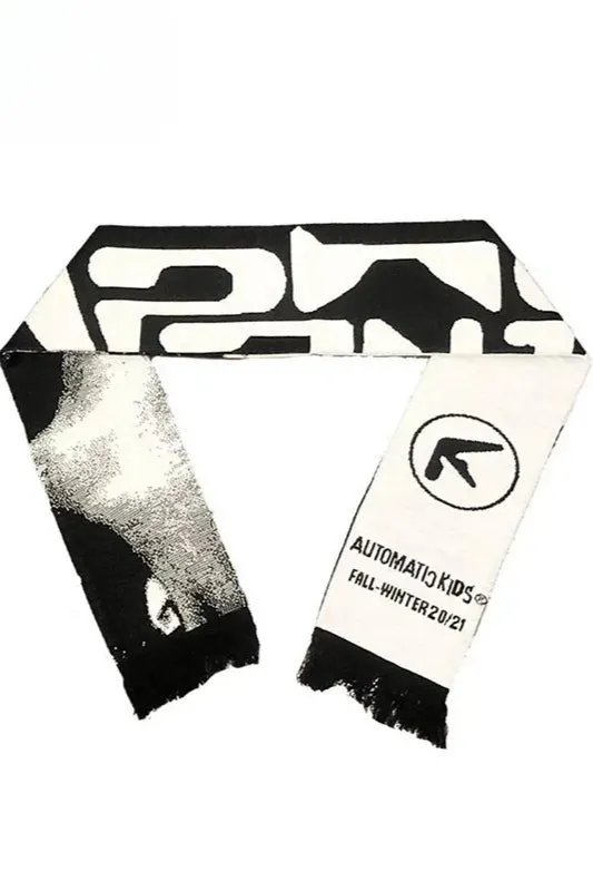 Y2K Aphex Twin Hip-Hop Knit Scarf