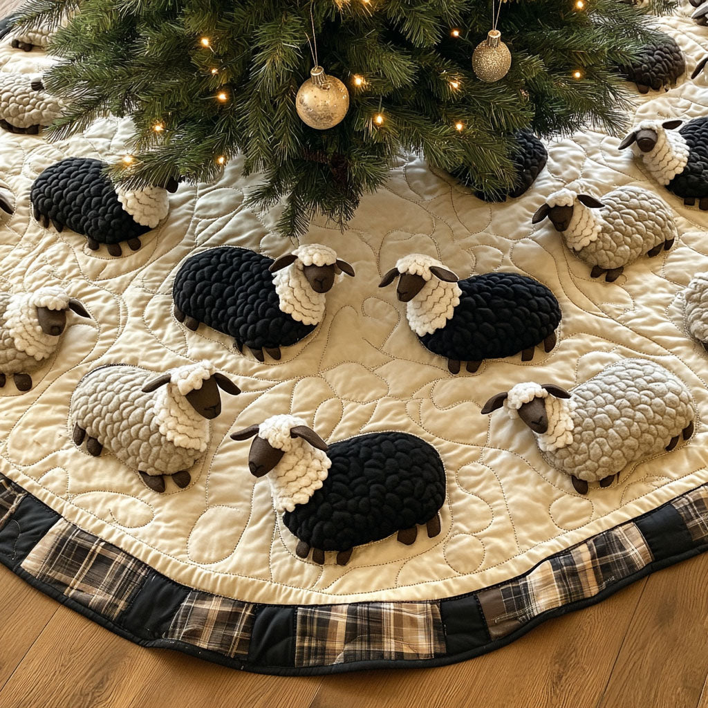 Cozy Flock Quilted Christmas Tree Skirt NCU0PT2412