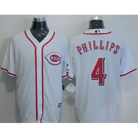 Reds #4 Brandon Phillips White New Cool Base Stitched MLB Jersey