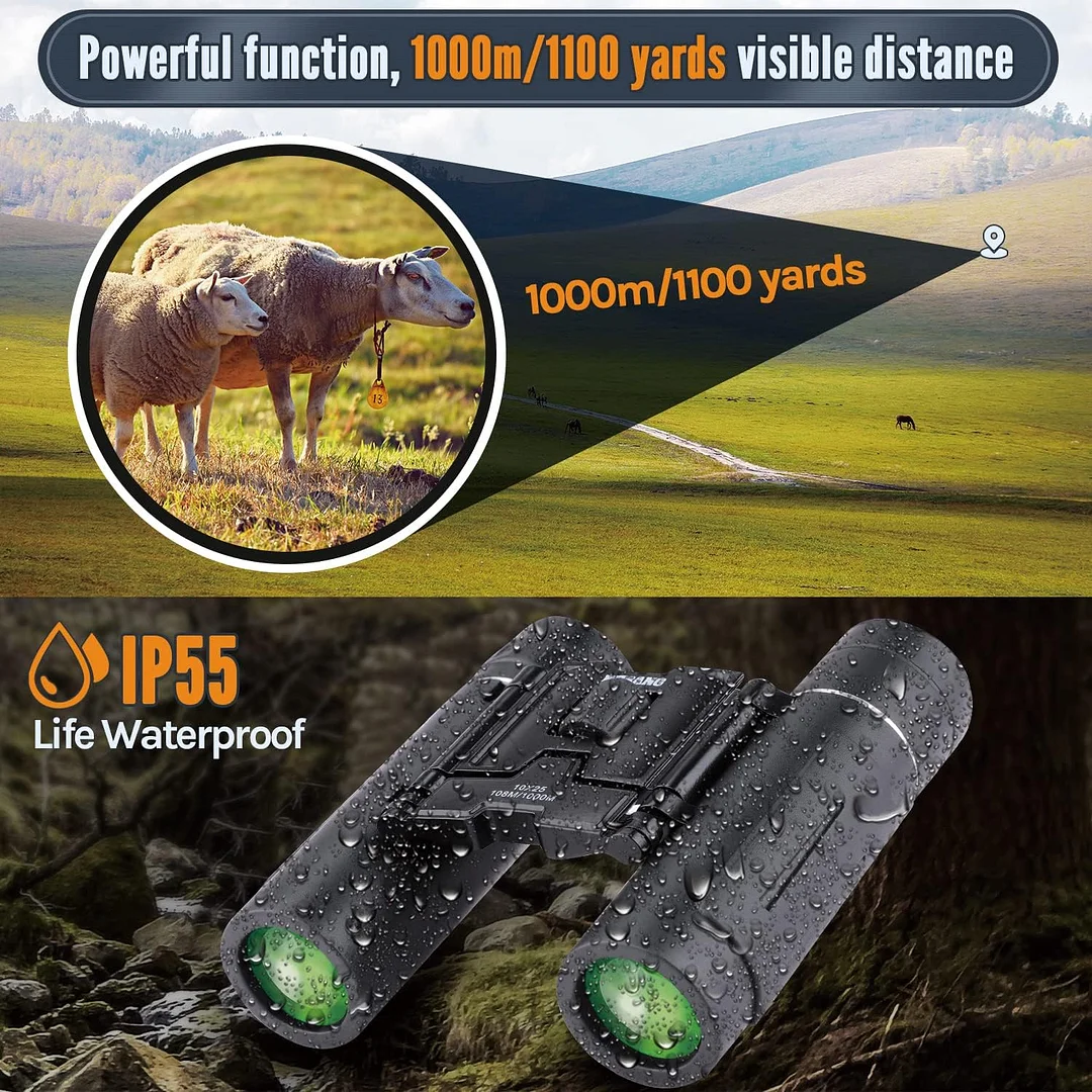 Small Compact Binoculars for Adults - 10x25 Mini Pocket Lightweight Binoculars for Adults