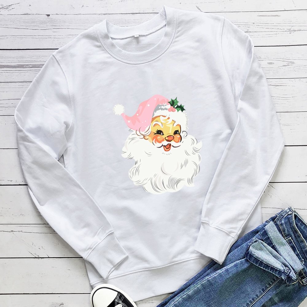 Santa Print Crew Neck Hoodie