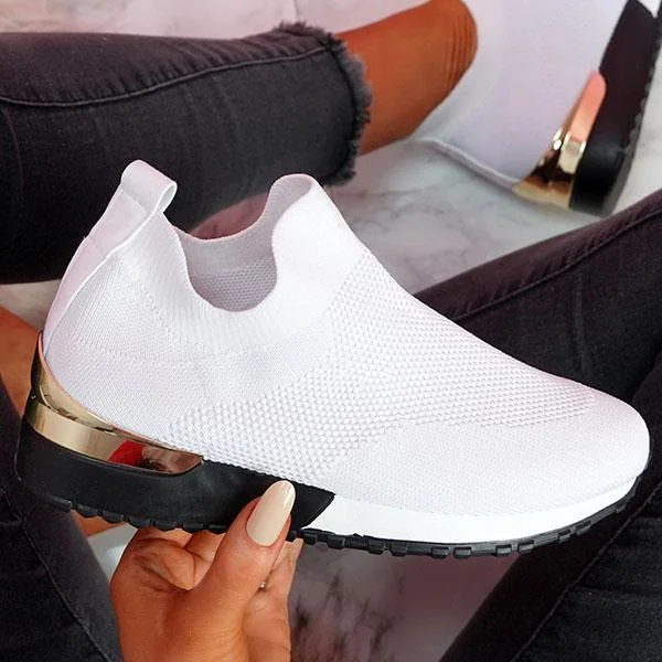 2021 Fashion Women Casual Shoes Mesh Breathable Comfortable Female Sneakers Summer Solid Color Slip On Ladies Walking Shoes