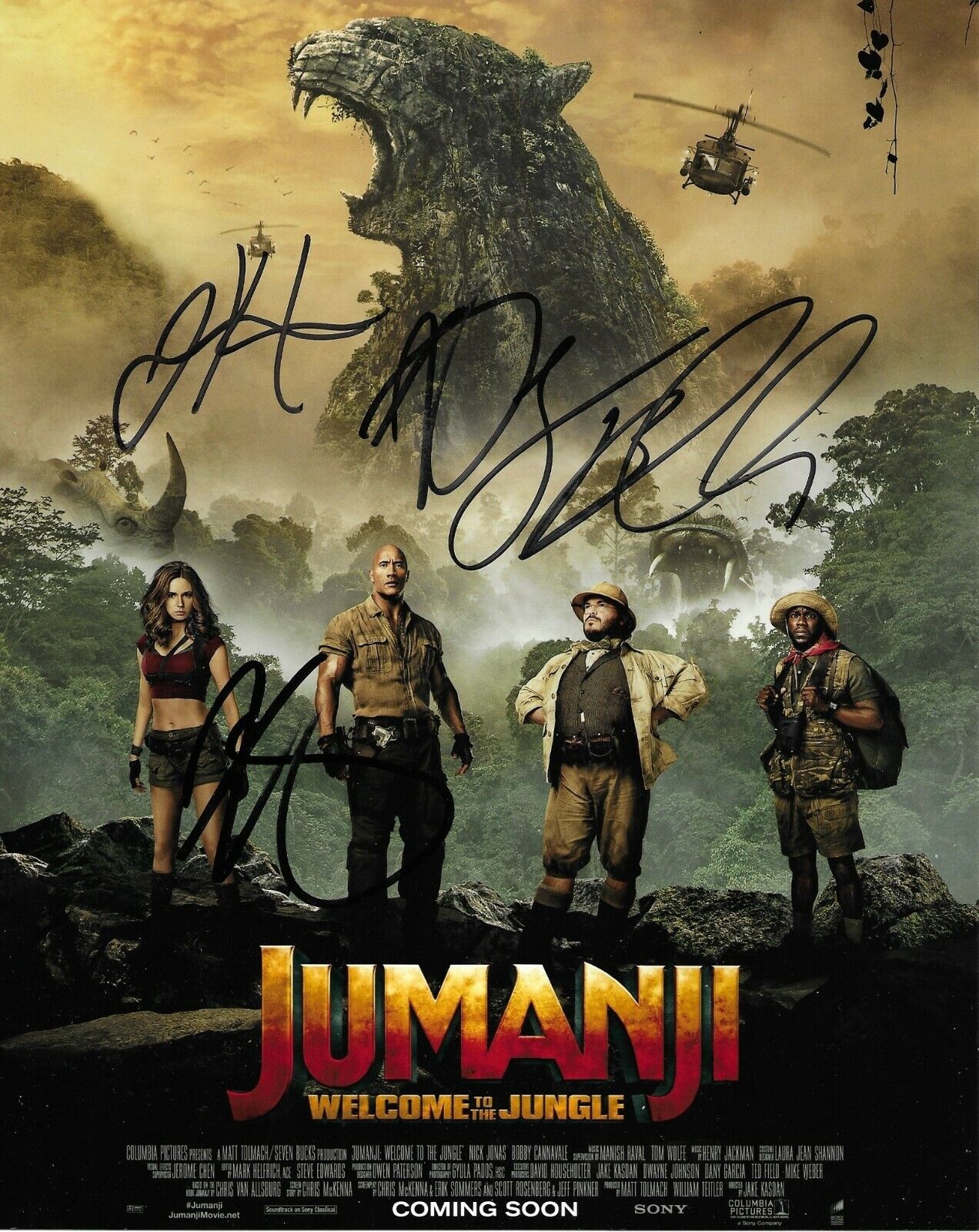 Jack Black/Kevin Hart/ Jake Kasdan Signed Jumanji 10x8 Photo Poster painting AFTAL