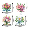 4Pcs Diamond Painting Brooch Diamond Painting Pins Jewelry Kit (Flower)