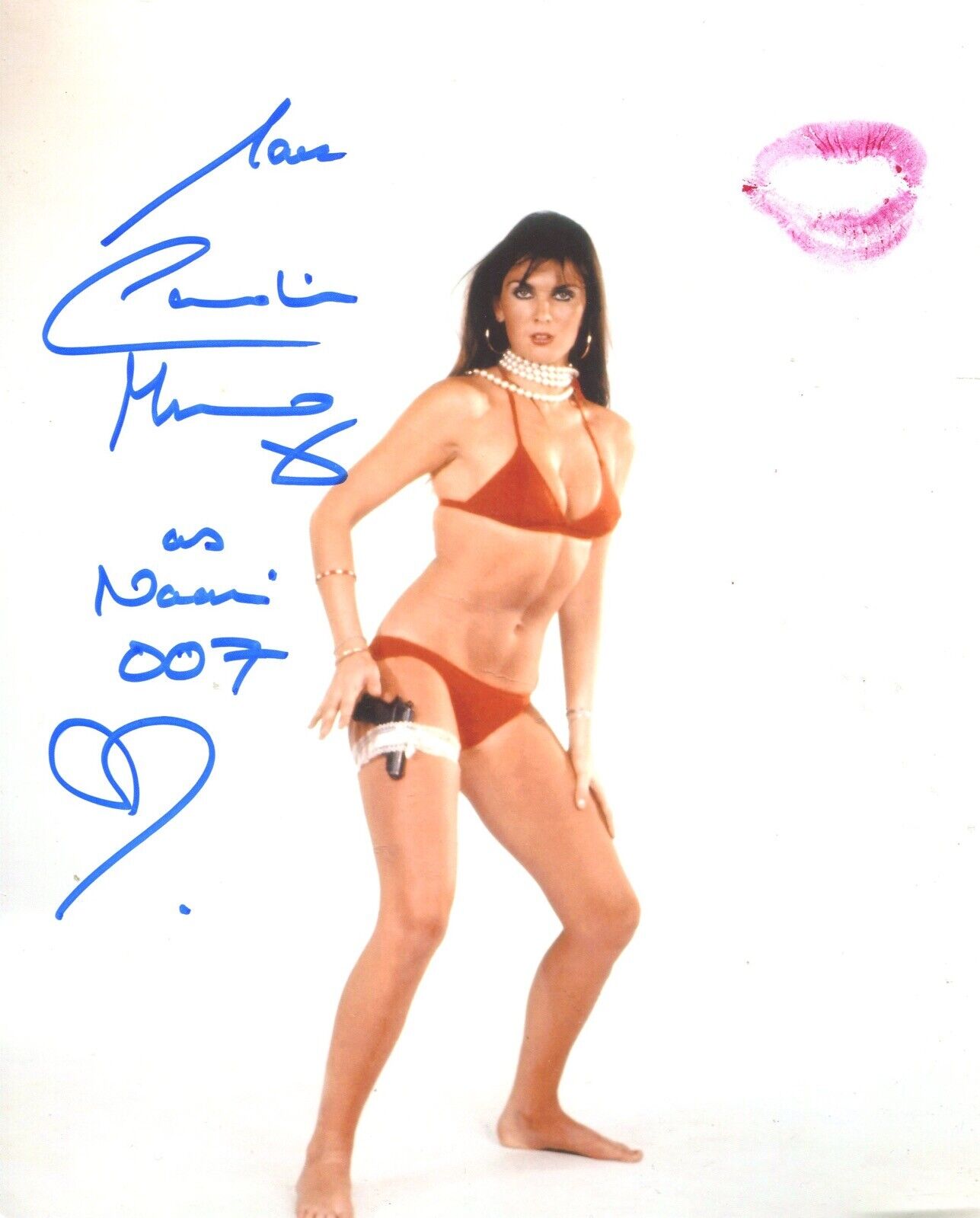 Caroline Munro signed & lipstick kissed 007 Bond movie Photo Poster painting - UACC DEALER