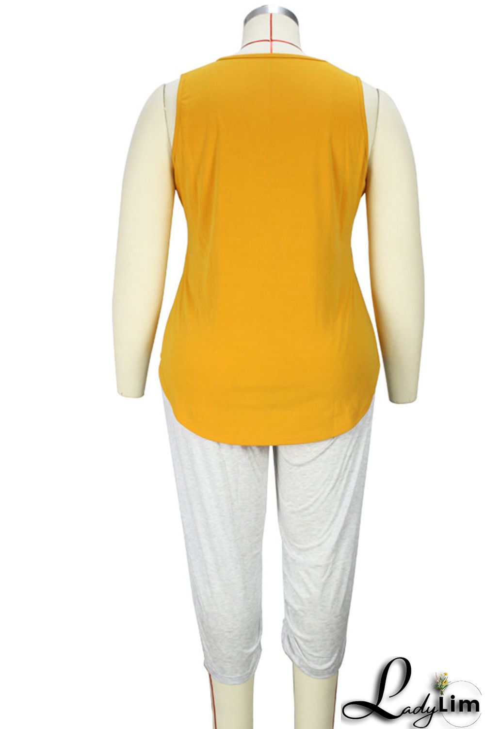 Yellow Casual Print Patchwork O Neck Plus Size Tops