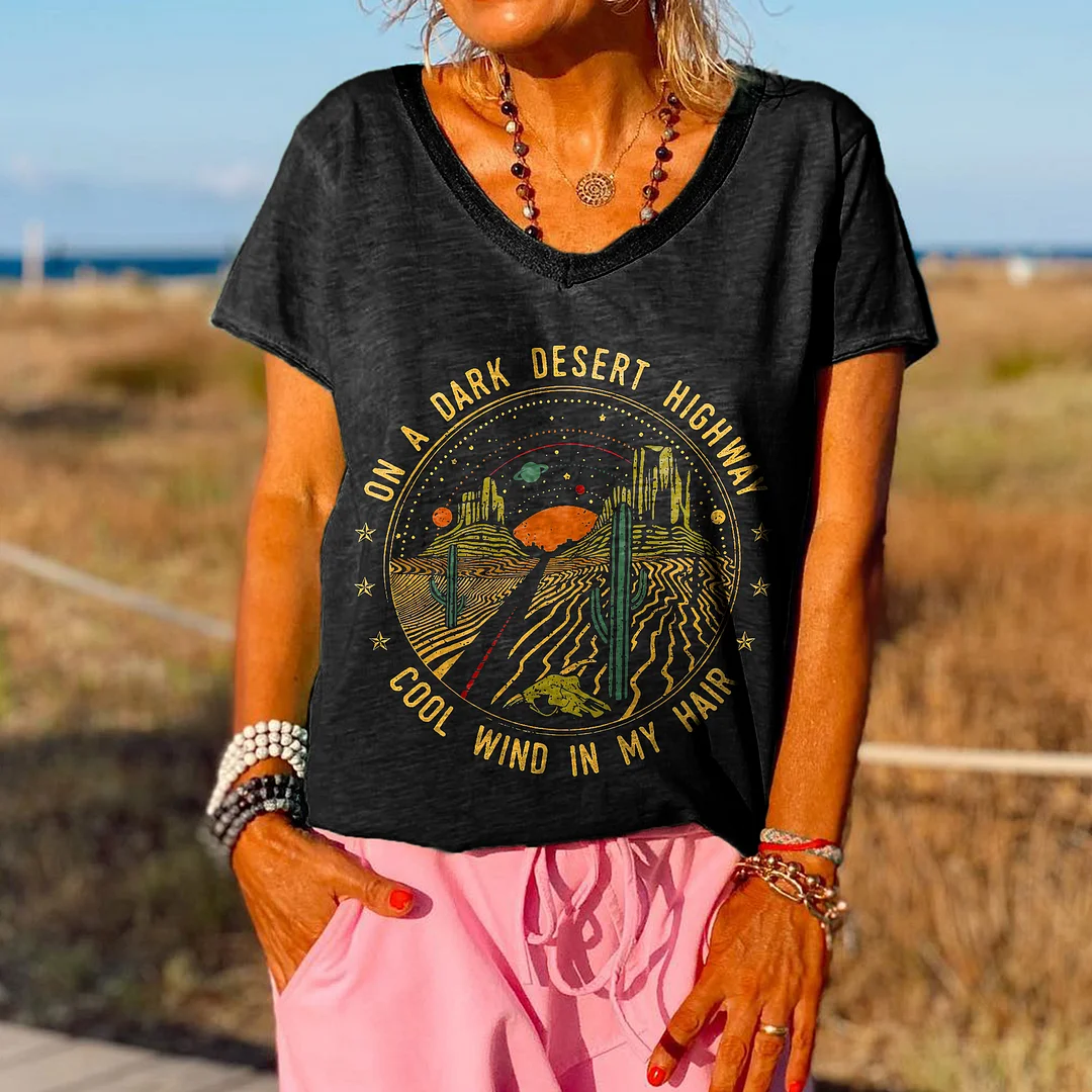 On A Dark Desert Highway Desert Landscape Graphic Tees