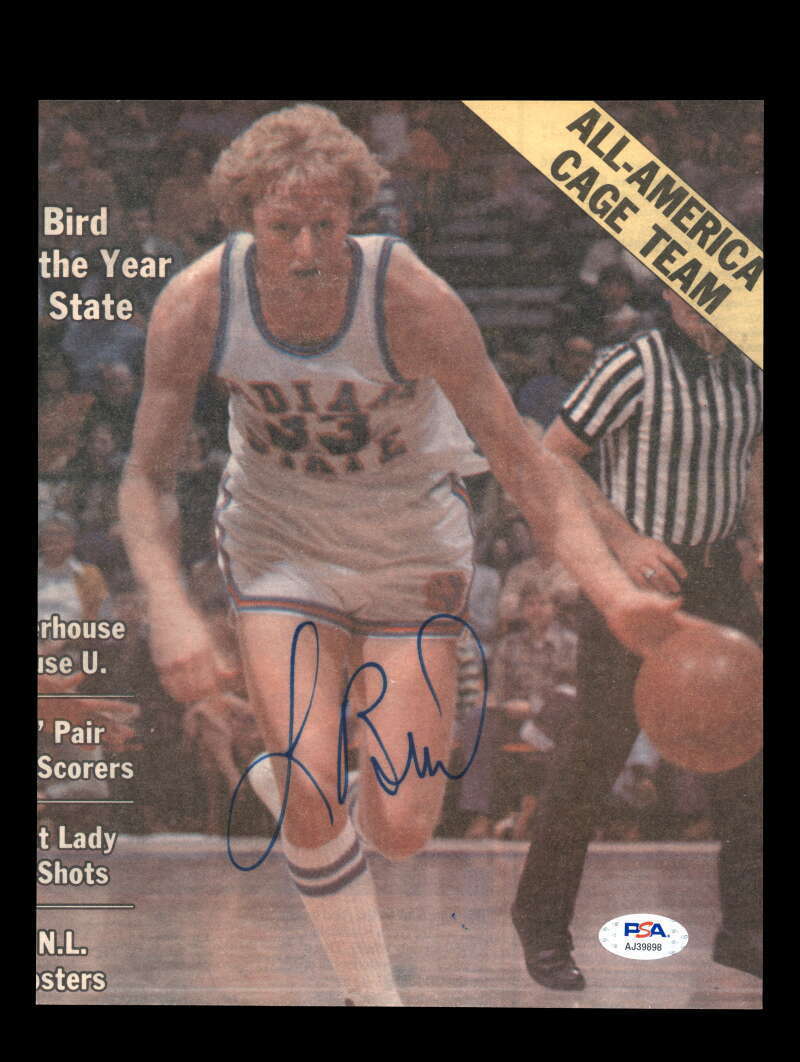 Larry Bird PSA DNA Signed Coa 8x10 Autograph Cover Photo Poster painting