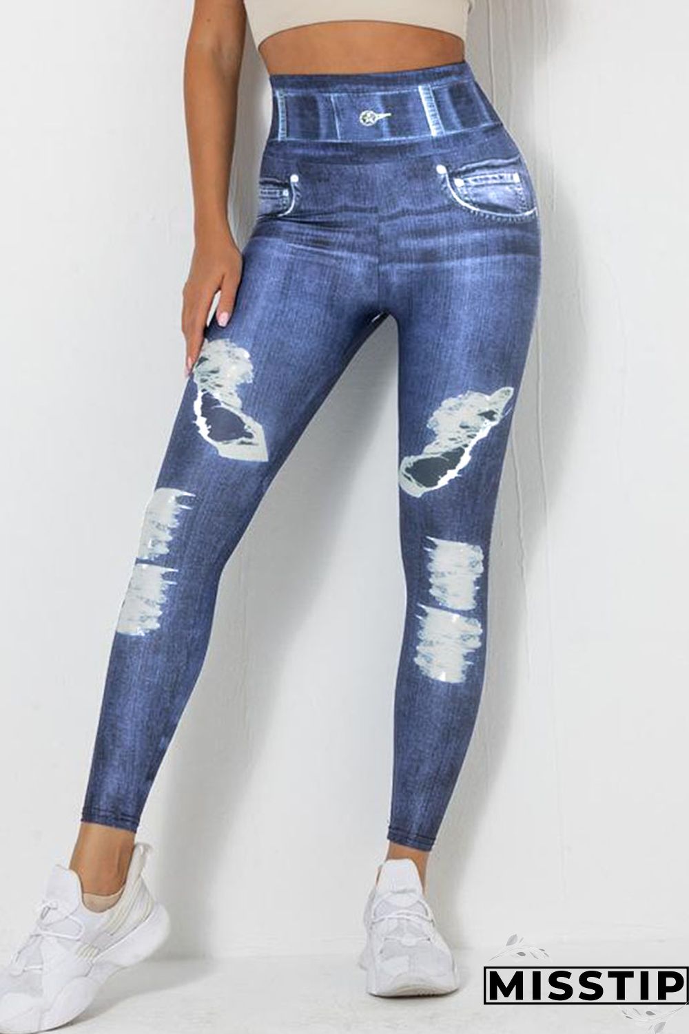 Blue Sportswear Print Patchwork