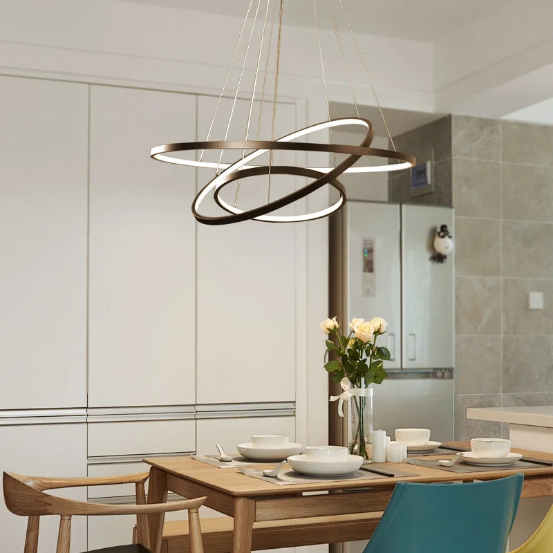 Modern Pendant Lights 4/3/2/1 Circle Rings Acrylic Aluminum LED Pendant ...