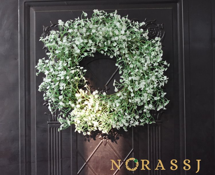 White Gypsophila Spring Wreath For Front Door