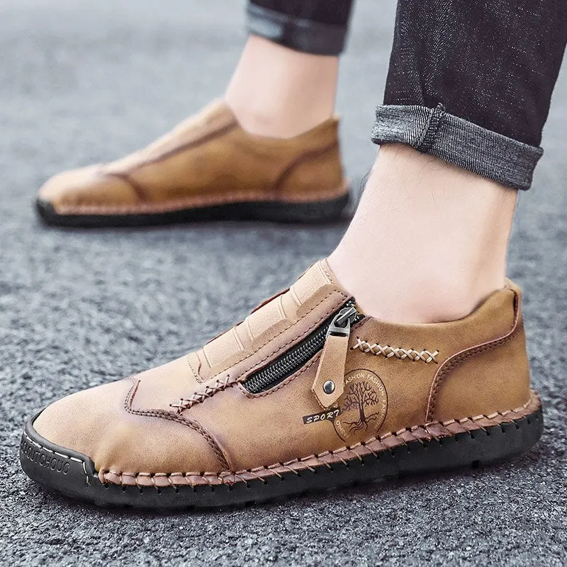 New Men's Casual Shoes Outdoor Breathable Men's Moccasins Loafers  Zipper Men's Driving Shoes Brand Designer Style Hot Sale