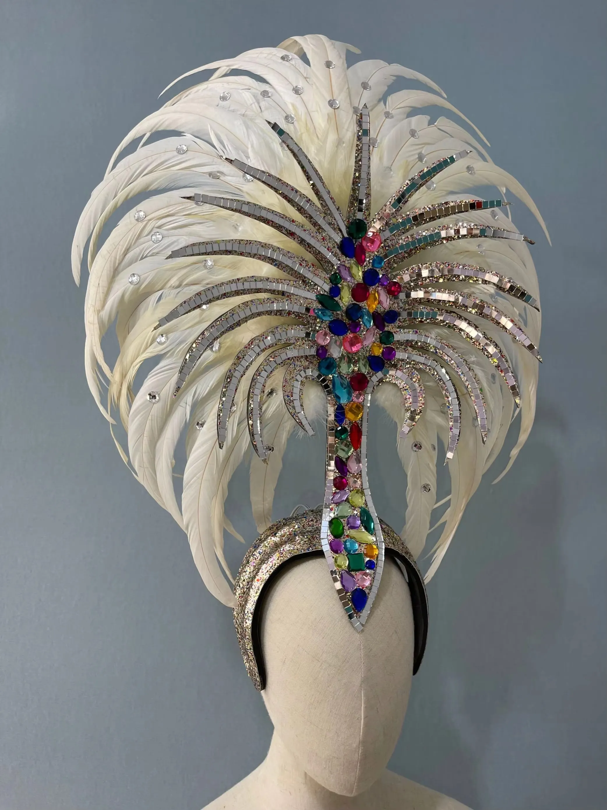 VCSHOES Feather headdress samba costume carnival halloween party bar performance hat makeup dance wings parade