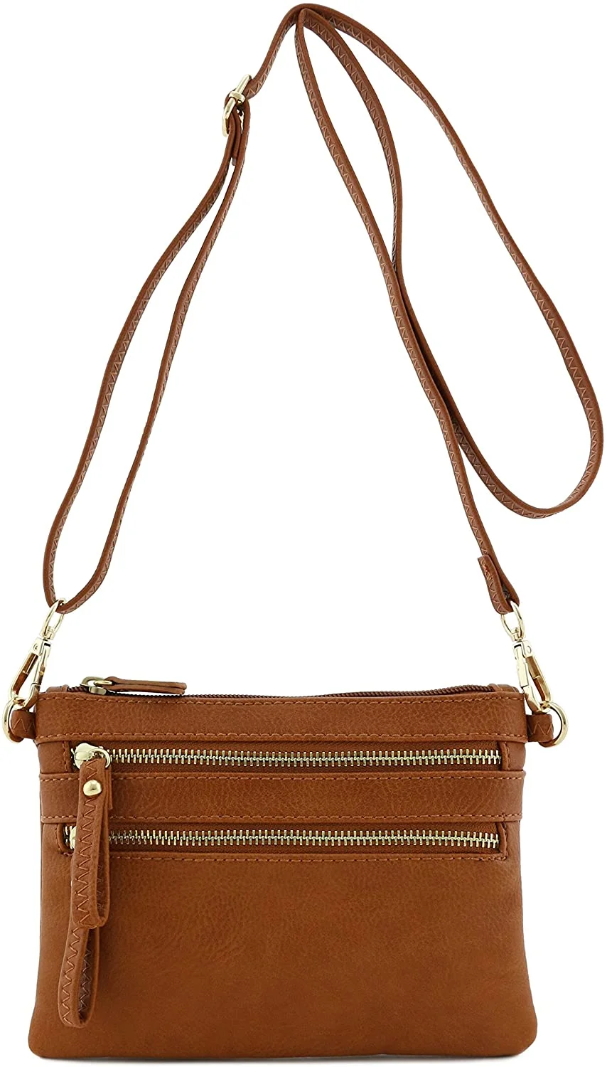 Elegant Ladies Shoulder Bags Multi Zipper Pocket Small Wristlet Crossbody Bag