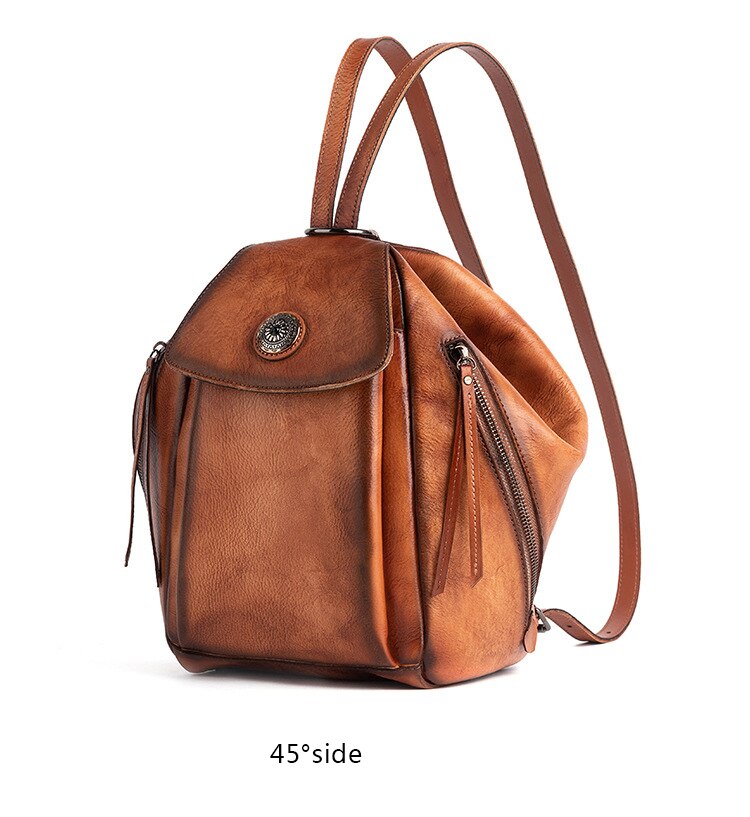 Color Brown Front View of Vintage Backpack