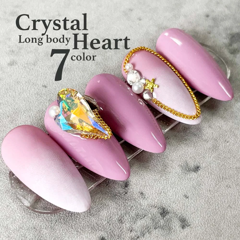 2021 New Crystal Long body Heart Nail Stone heart zircon high quality Nail Jewelry Nail Decoration Nail Parts