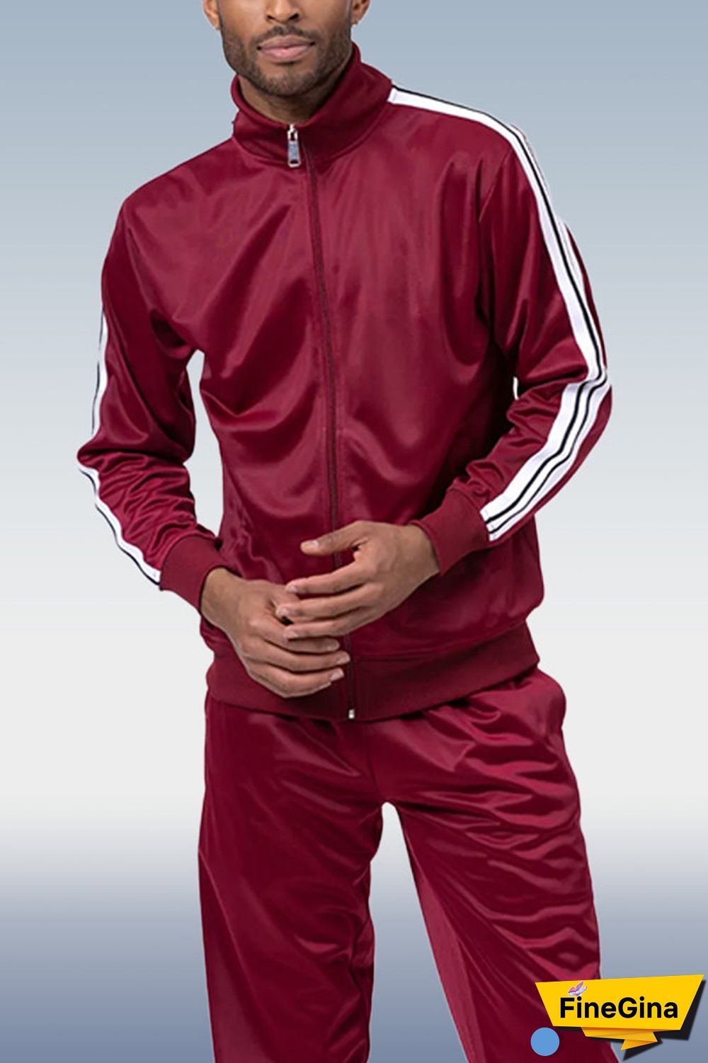 Burgundy Men's Burgundy Casual Sportswear 2 Piece Set