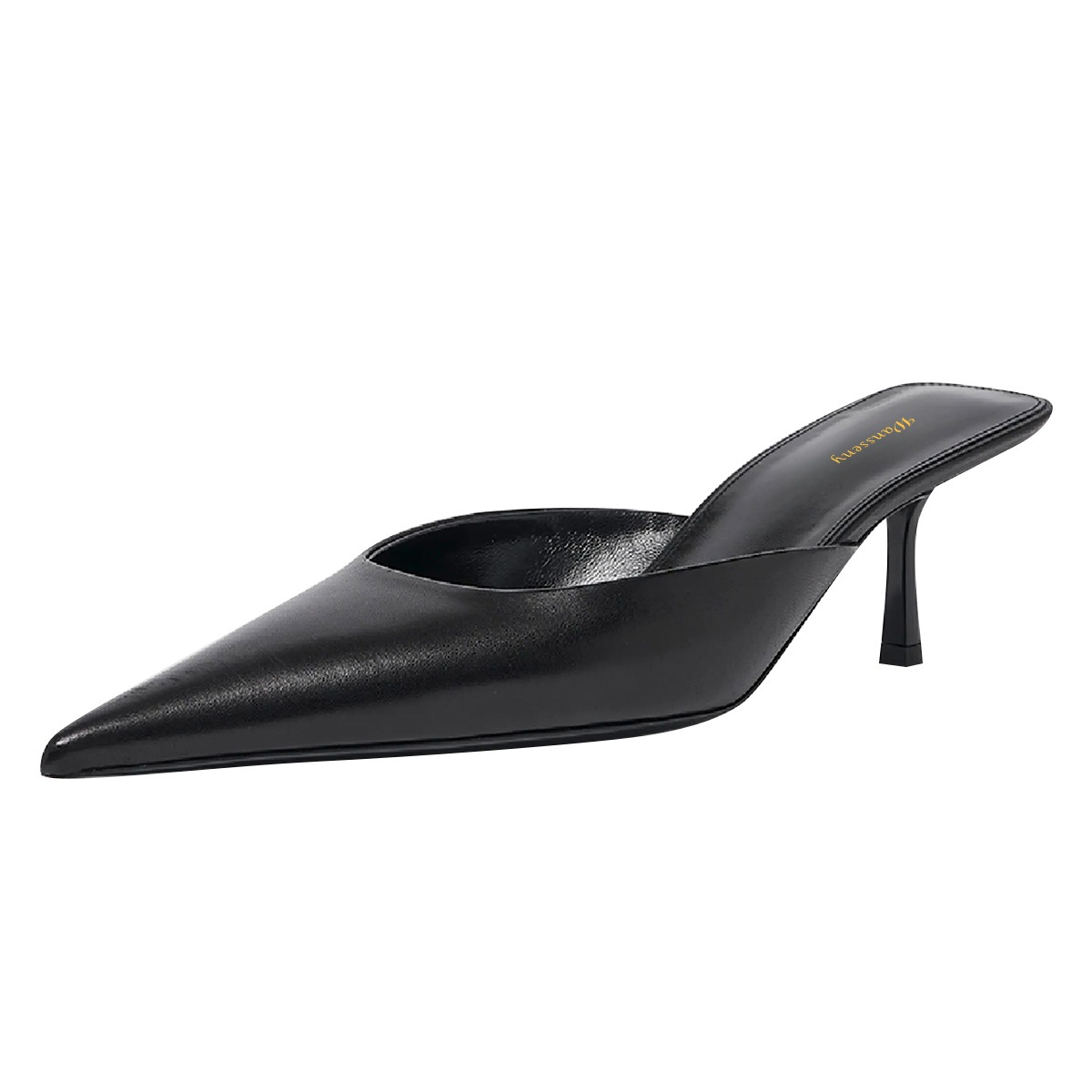 Slip-On Pointed Toe Kitten Heel Women's Mules Shoes in Black Nicepairs