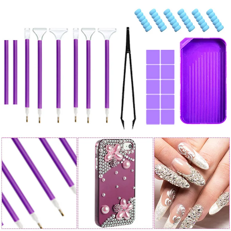 52pcs Diamond Painting Tools Set with 6 Pens Art Craft Supplies (Purple) gbfke