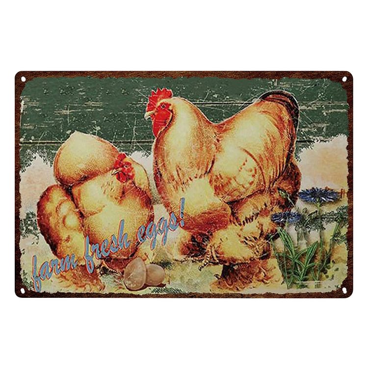 Chicken - Farm Fresh Eggs Vintage Tin Signs/Wooden Signs - 7.9x11.8in & 11.8x15.7in